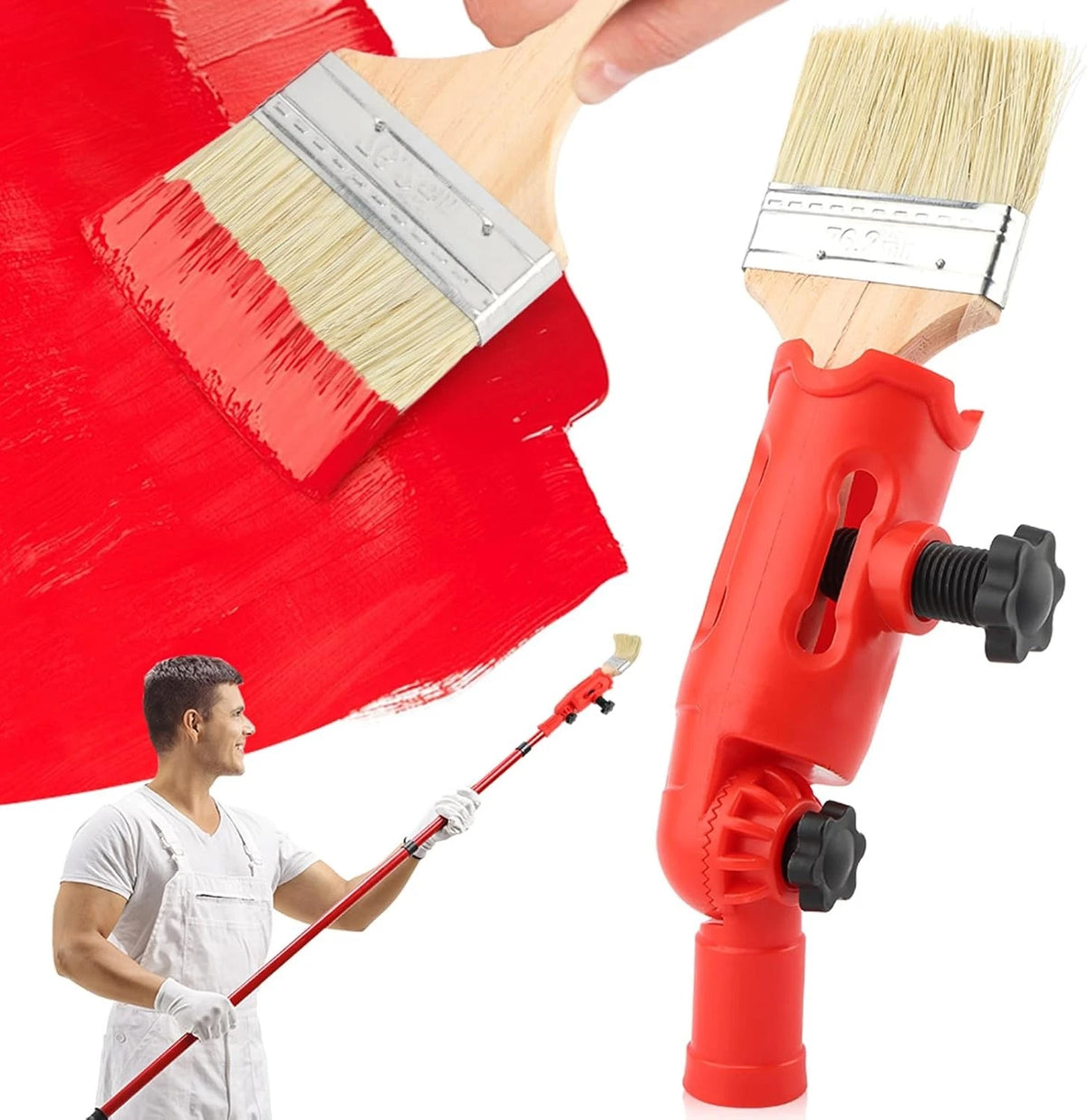 Multi-Angle Paint Brush Extender with 1 Brush, Red