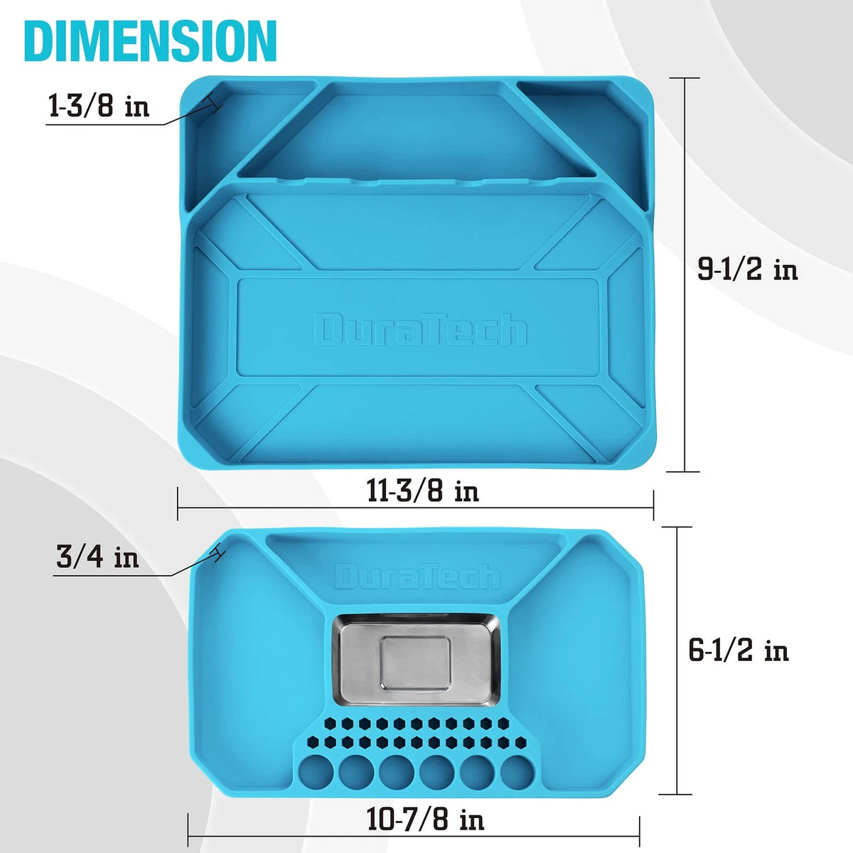 DURATECH 2-Piece Silicone Tool Tray, Premium Non-Slip Flexible Large, Blue