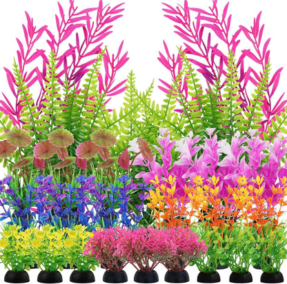 25 Pack Aquarium Plants, Fish Tank Decor Colorful Plants Artificial