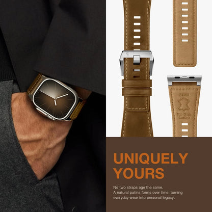 Suitisbest Leather 49mm 46mm 45mm 44mm 42mm(Series 3), Titanium/Retro Brown