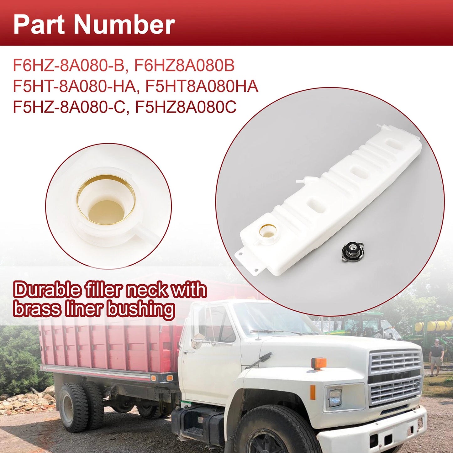 Coolant Overflow Tank For Ford F600 F700 F800 1980-1998 F6HZ-8A080-B