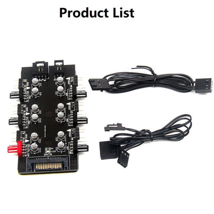 SATA 1 to 6 Way PWM /ARGB Device Expander 4Pin Cooling Fans Hub Splitter Adapter