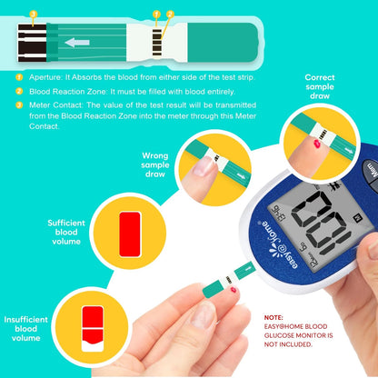 Easy@Home Blood Glucose Test Strips for 100