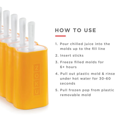 ZOKU Mod Pops, 6 Classic Popsicle About 3.2 fluid ounces per pop, Orange