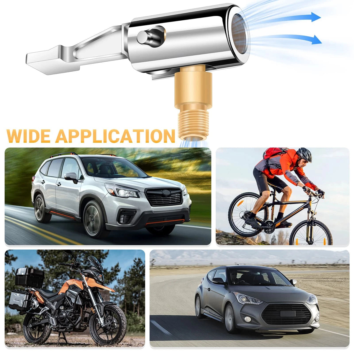 LUMITECO All Metal Lock On Air Chuck Tire Golden Thread, Thread
