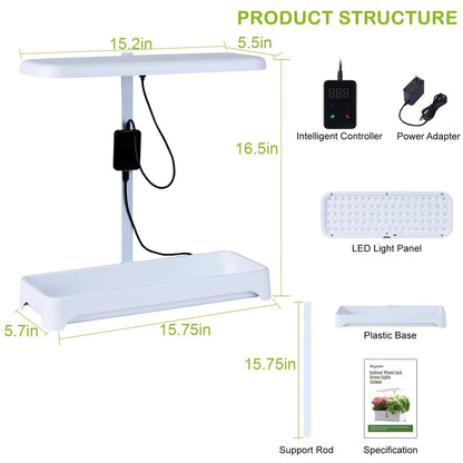 Indoor Herb Garden with Grow Light, Full Spectrum LED 16.5*6.5*4 inch, White