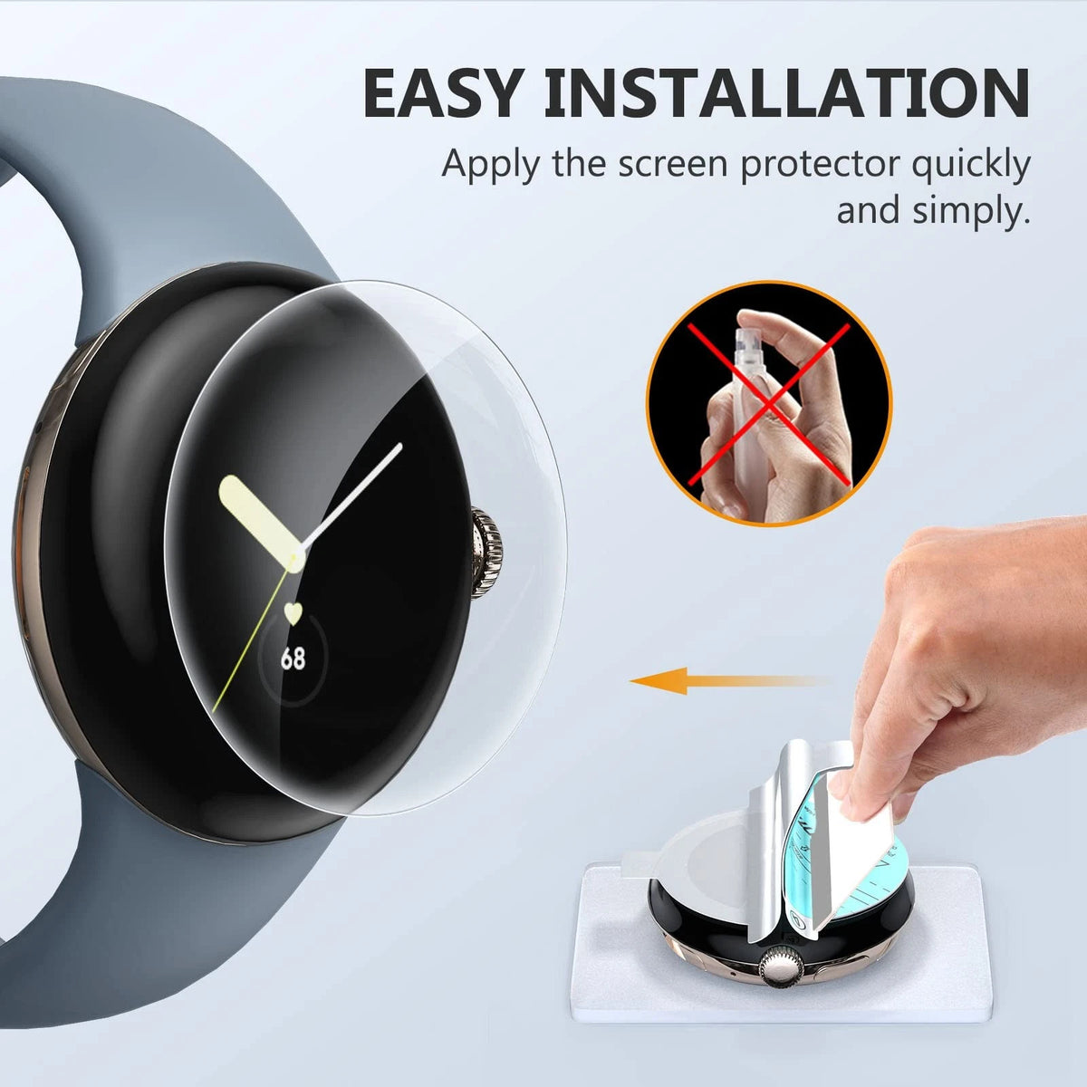 EGV 6 Pack for Google Pixel Watch 41mm Screen Protector, 41mm, Transparent