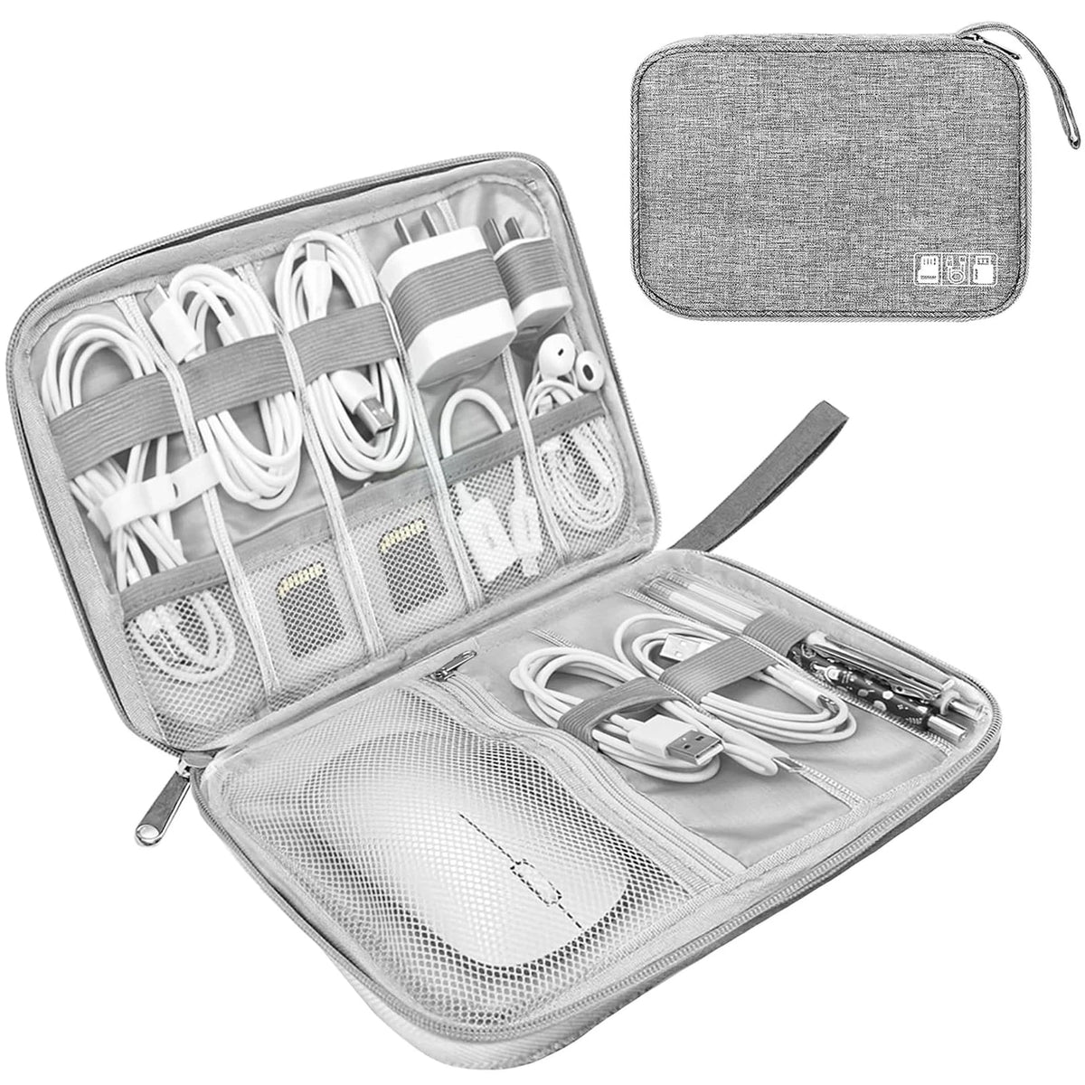 Lcsmaokin Electronics Organizer Travel Case,Electronic Single Layer, A-Grey