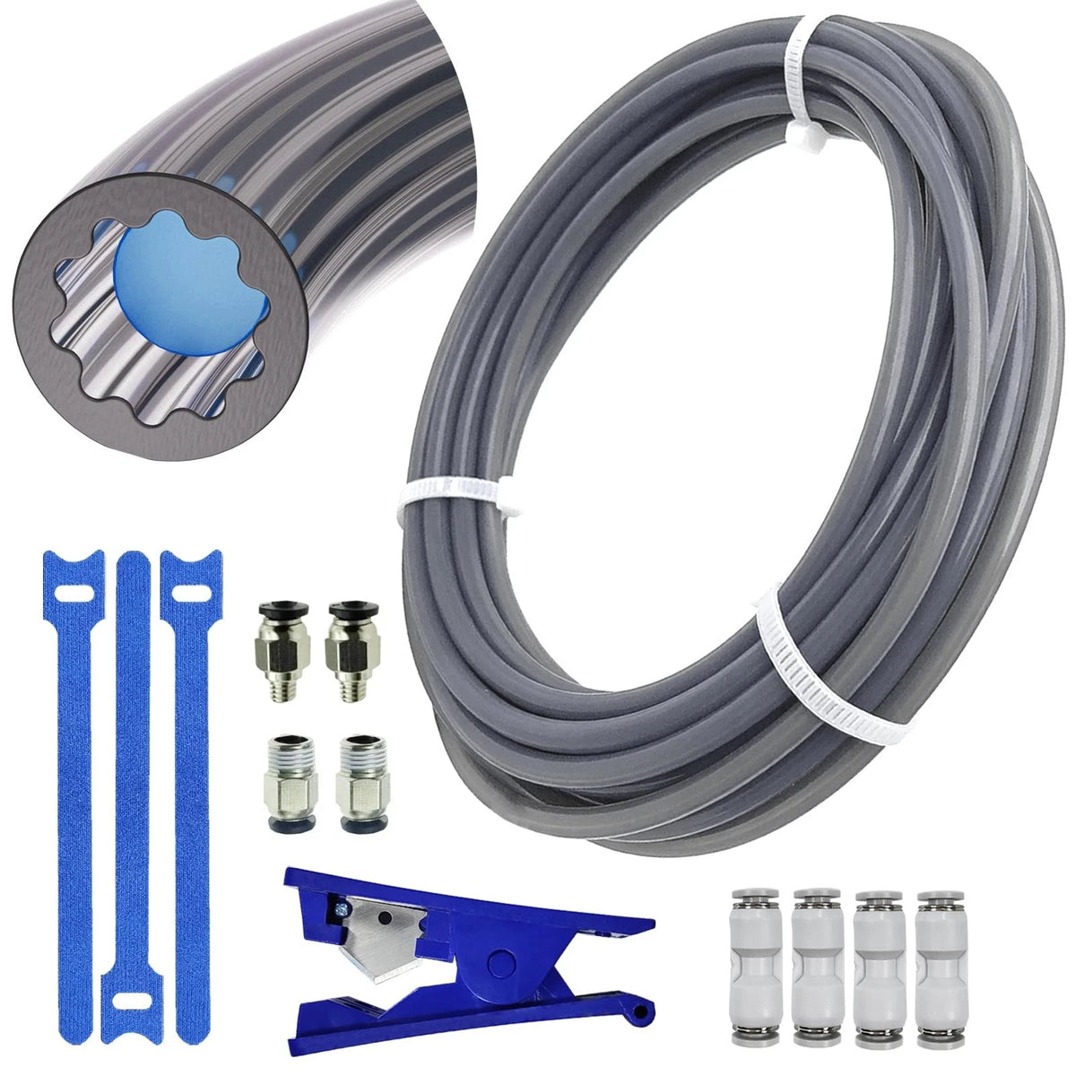 Star PTFE Tube Kit 2.5mm ID x 4mm OD, 5M for Bambu Lab AMS X1/P1P/A1 5M, Gray