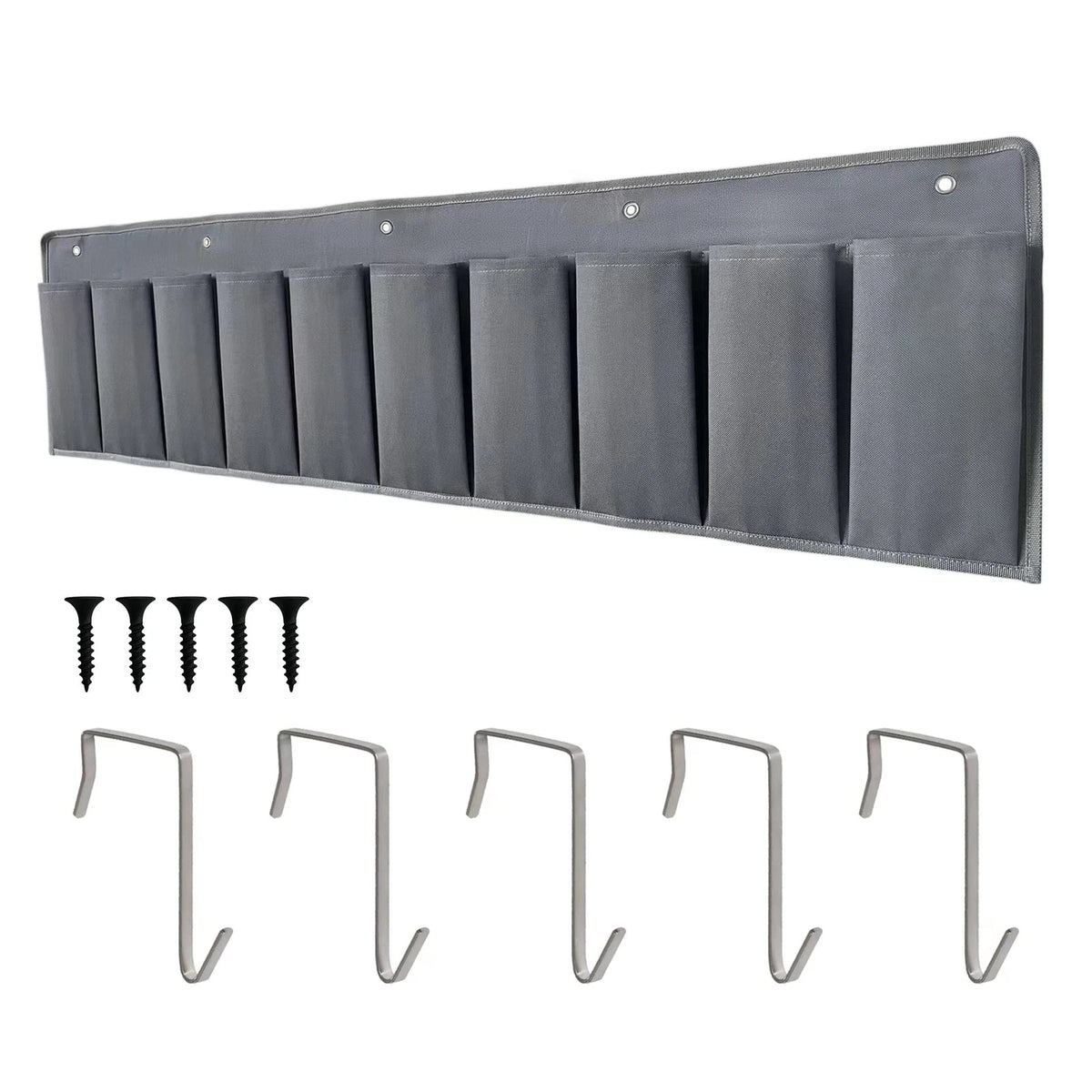 RVZONE RV Shoe Pockets 10 Heavy Hanging Bedside Storage Medium, Grey