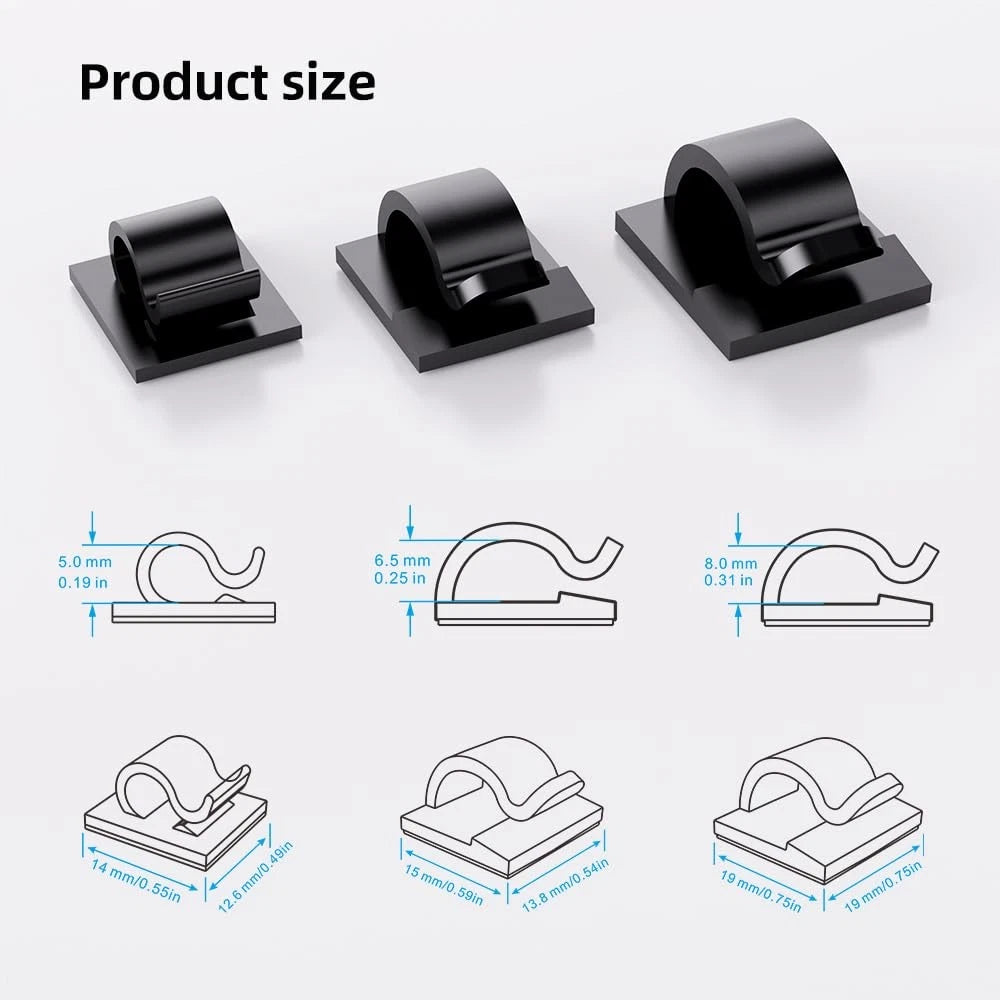 ITUGOU 100 PCS Adhesive Cable Clips Cord Organizer (Small, Black