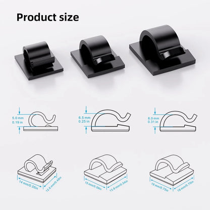 ITUGOU 100 PCS Adhesive Cable Clips Cord Organizer (Small, Black