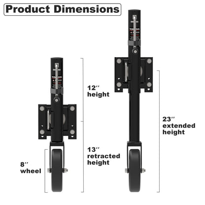 TOWKING 8" Spoke Wheel Trailer Jack, 10" Vertical Movement, 1,500 LBs, Black