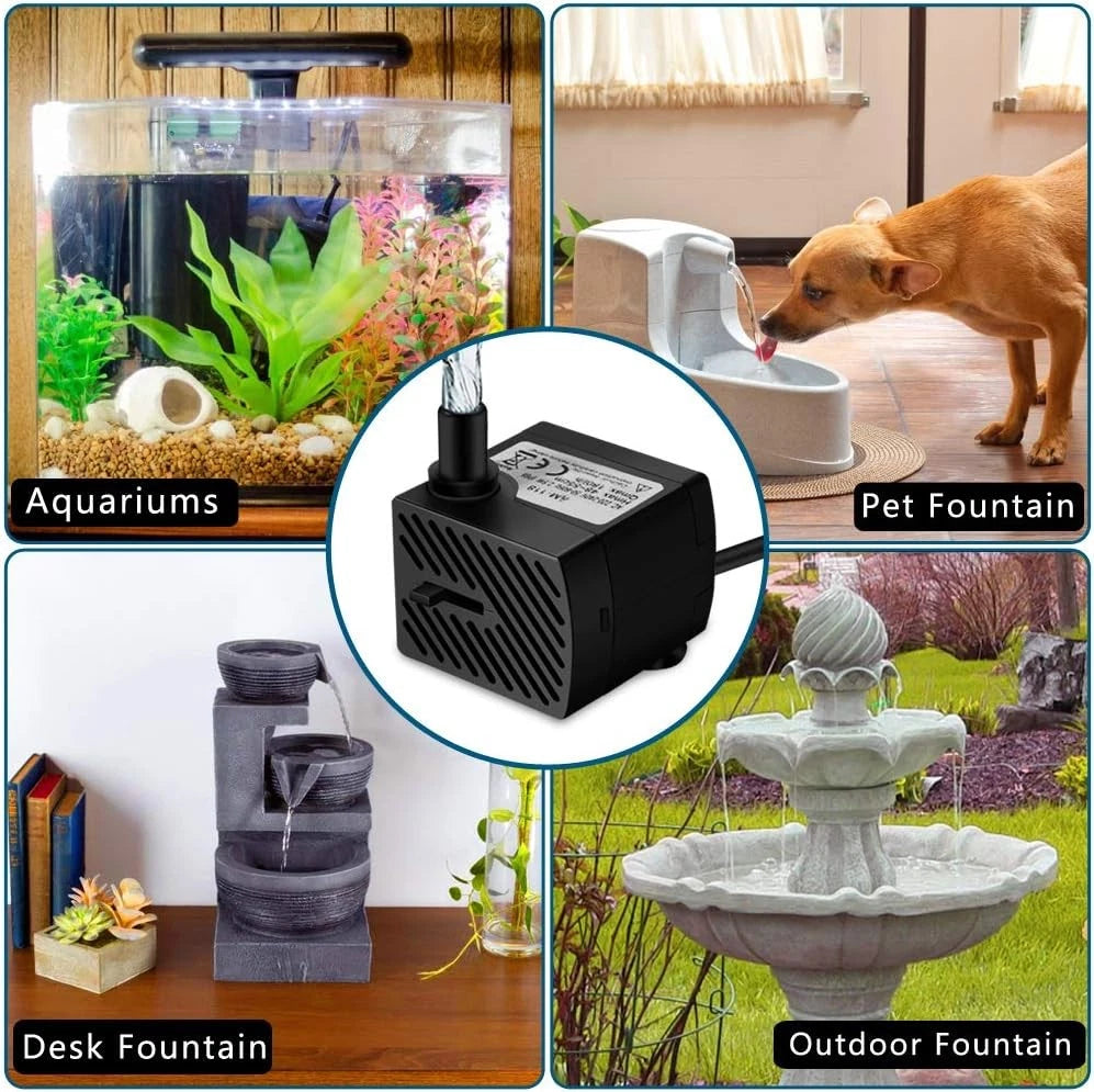 DOMICA 3W 50GPH Mini Submersible Water Pump, Small Fountain 50 GPH 3W, Black