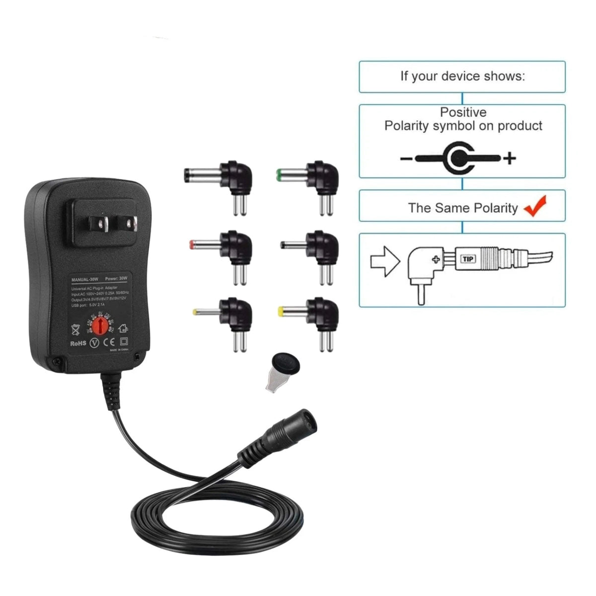Universal AC/DC Adapter 3V-12V Adjustable for DIY Circuits Electronics Gizmos