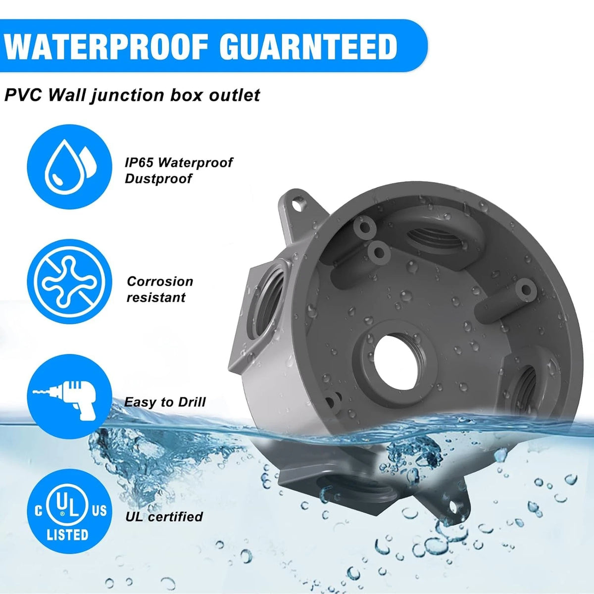 Weatherproof Round Electrical Outlet Box, Box 1PACK, Gray