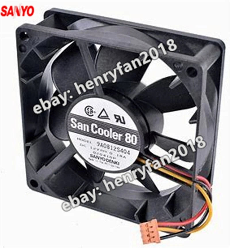 For SANYO 9A0812S404 DC 12V 0.18A 80*80*25MM 3-Wire Axial Cooling Fan San Ace