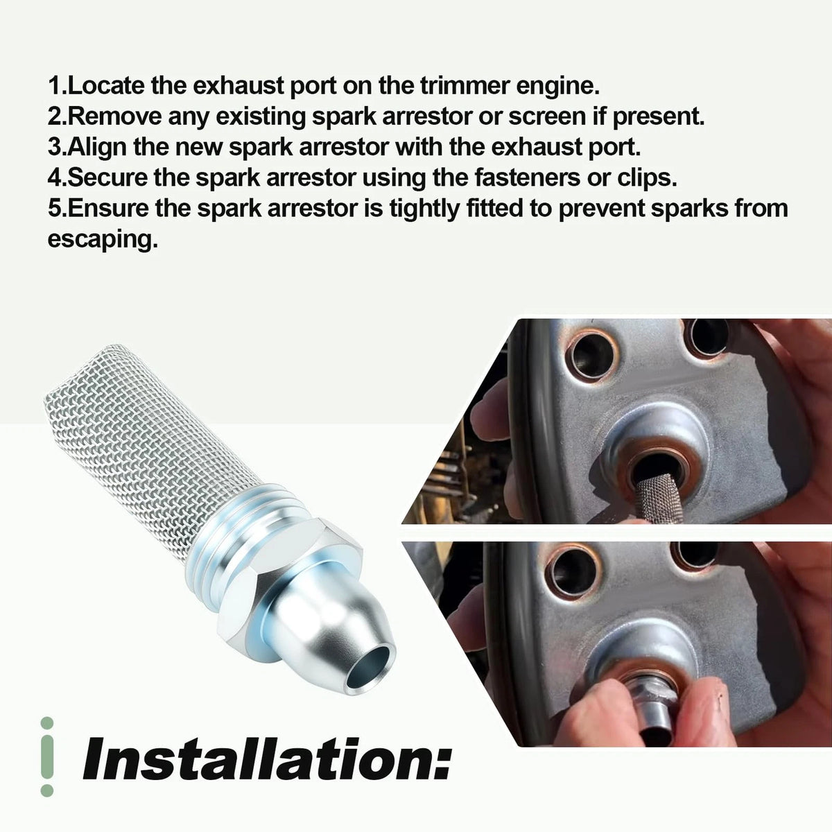 Muffler Stub Spark Arrestor Compatible with Stihl 45 46 55 FC55 FS38 Silver