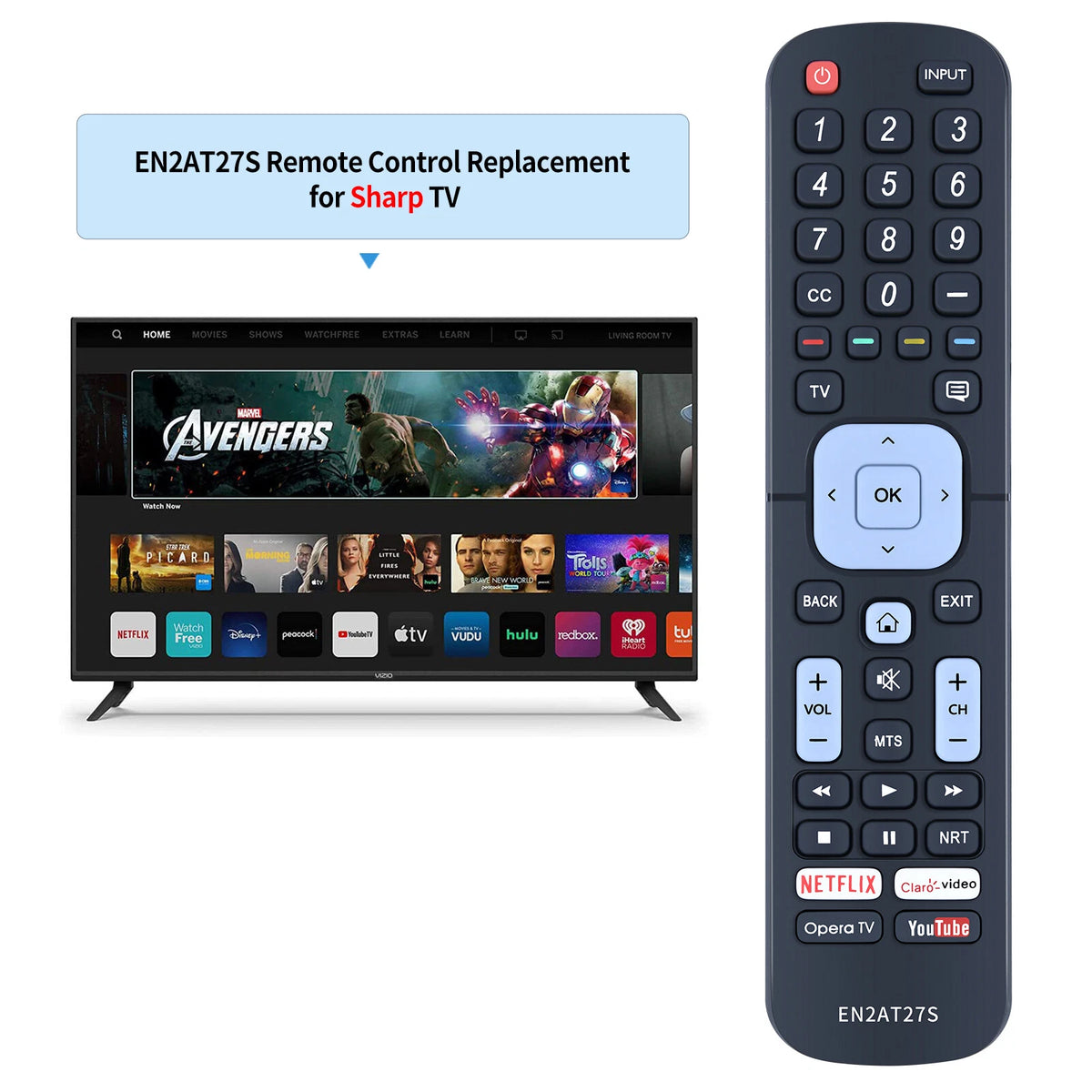 EN2AT27S Replacement Remote Control For Sharp EN2AT27S Smart TV