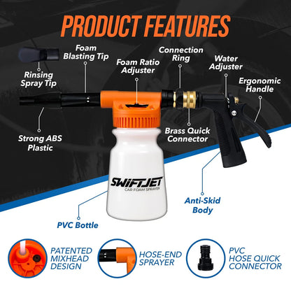 SwiftJet Car Orange Foam Sprayer With Wash Mit, Gun with Mitt