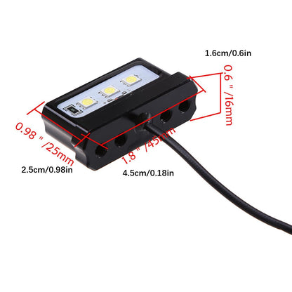 12V Universal CNC Aluminum Motorcycle White Number License Plate Light LED