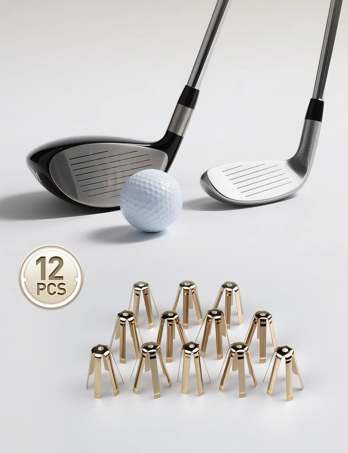 Hateenru 12PCS 6 Legs Universal Golf Shaft Adapter Shims, Brass Small, Gold