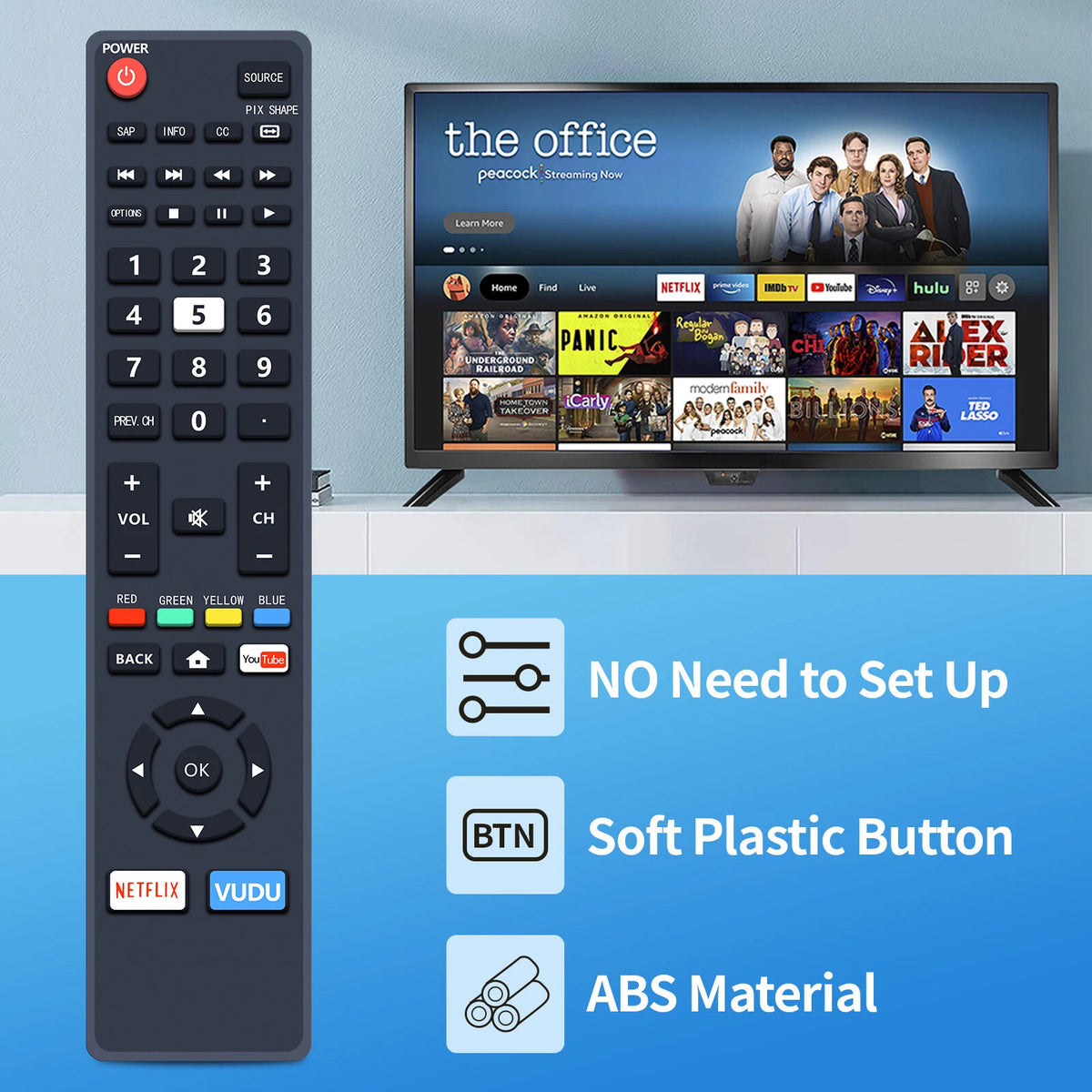NH424UP Remote Control For Sanyo TV 50MV387Y/F7 43MV347X 55MV387Y/F7