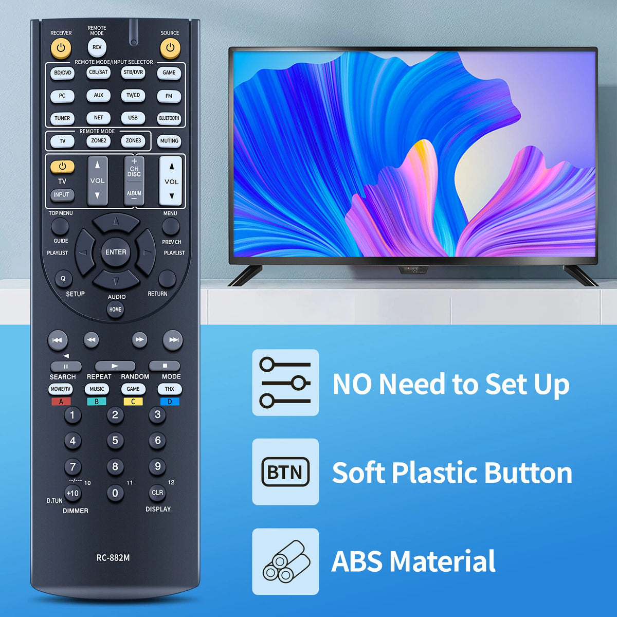 RC-882M Remote Control For Onkyo TX-NR838 TX-NR737 Audio Receiver