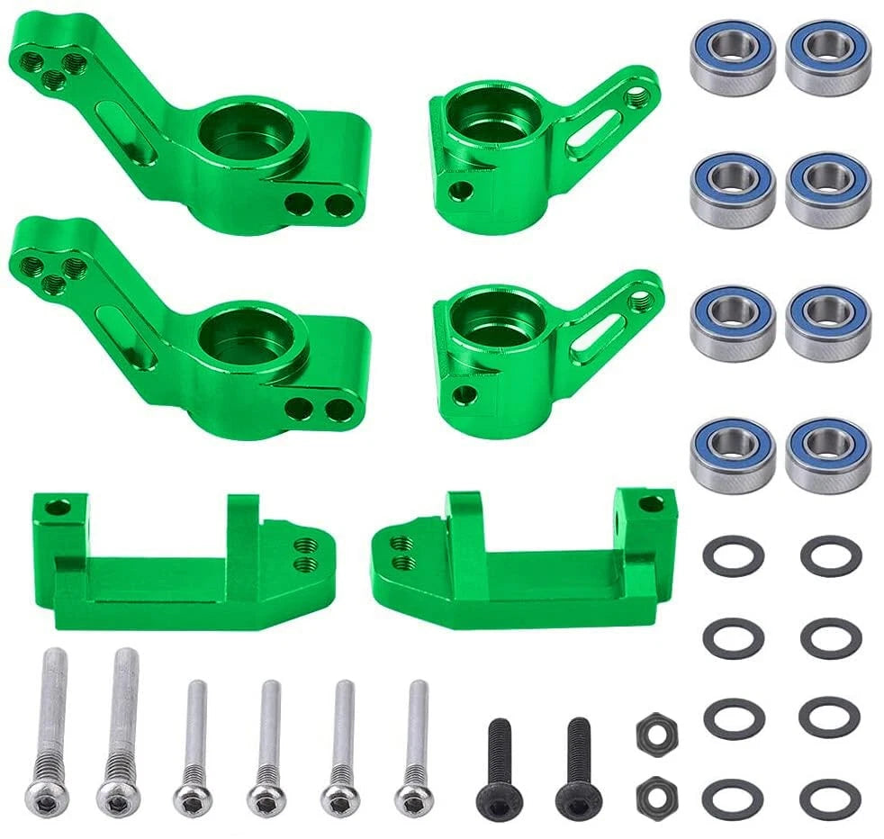 OGUNKE RC Aluminum Front Caster Block&Steering Blocks and Rear Stub Green