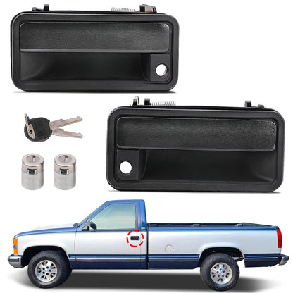 Yinlowa Exterior Door Handles w/Lock Cylinder & Keys for Chevy C1500 Black