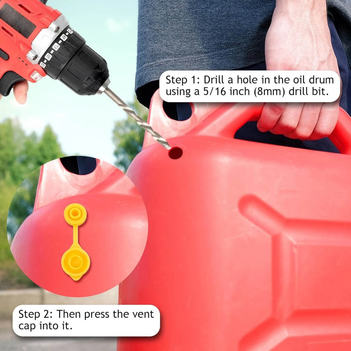 5PCS Fuel Gas Can Vent Cap Set Yellow Plastic For Garage Workshop Canisters