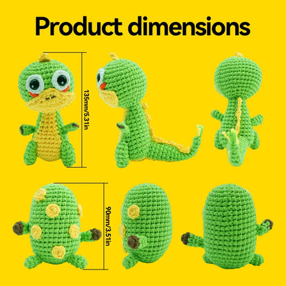 Eelexa Crochet Kit for Beginners - 2 Pack Set with Dinosaur Small, Green