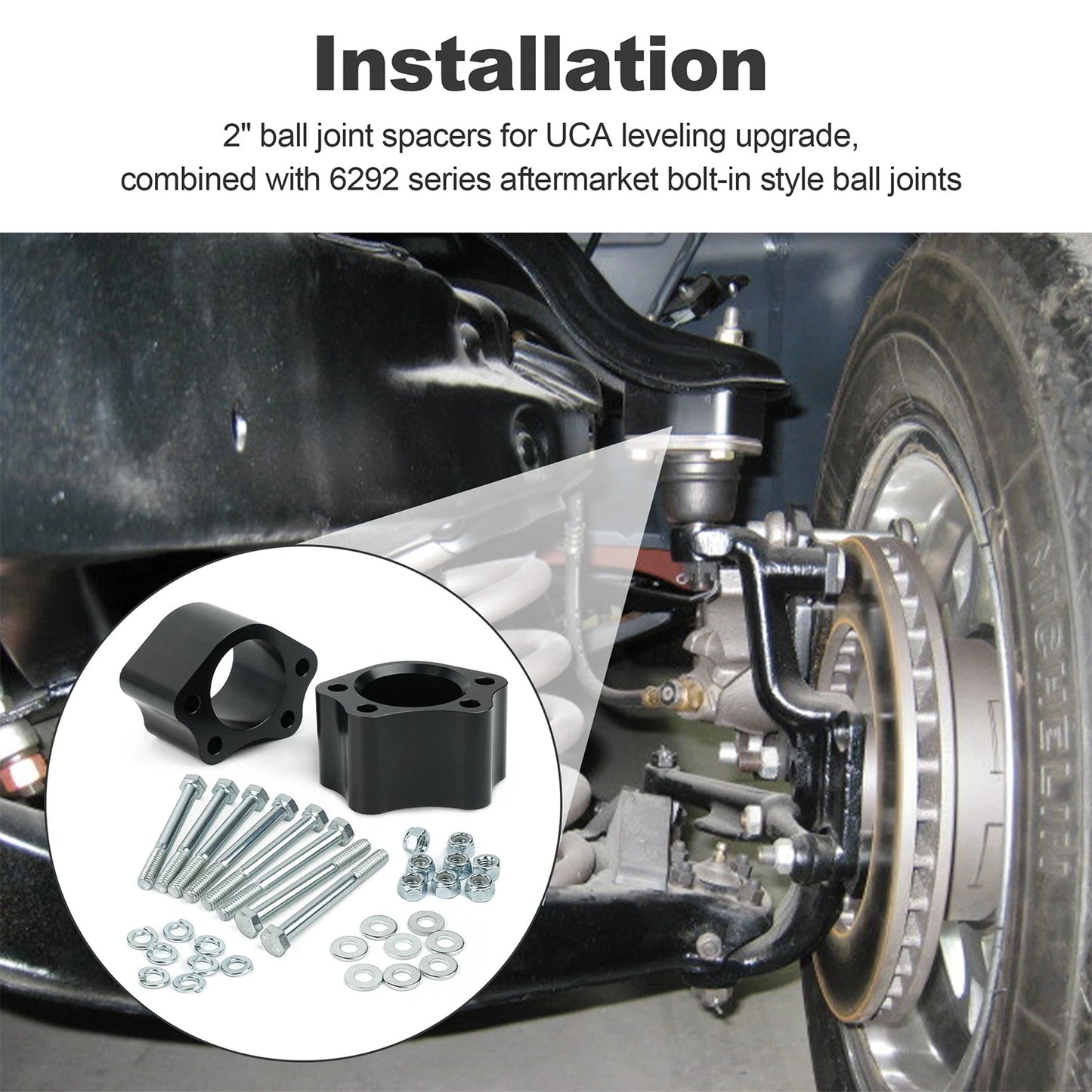 2" Front Upper Control Arm Ball Joint Spacers Leveling Kit For K6292 6292