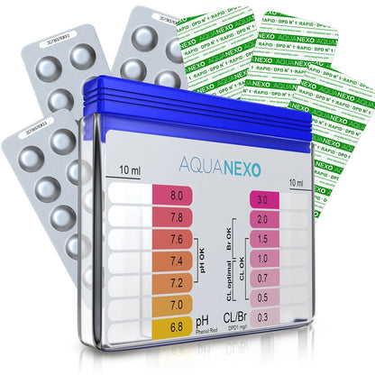 AQUANEXO Water Test Kit pH and Chlorine Including 60 Pool Tablets: 30x...