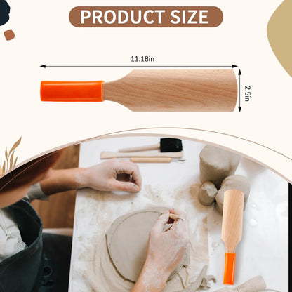 Reallnaive Wooden Clay Paddle for Pottery and Ceramics 11.18 Inch wood color