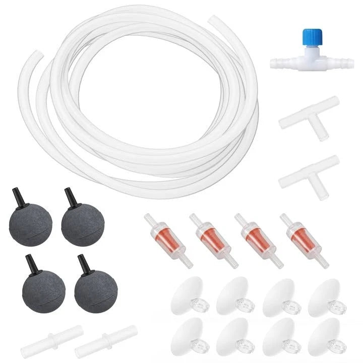 Aquarium Air Pump Accessories Kit with Standard 20 Feet Tube/4 Stone
