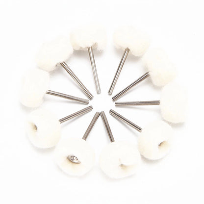 10Pcs Fine Wool 1/8" Shank Soft Polishing Brush Buffing Wheel  Rotary Tool qq