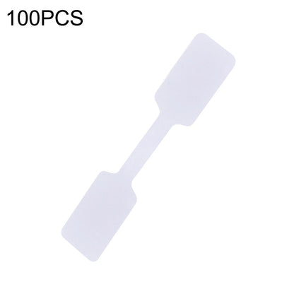 100x White Square Head Adhesive Price Label Tags with Hanging String uu
