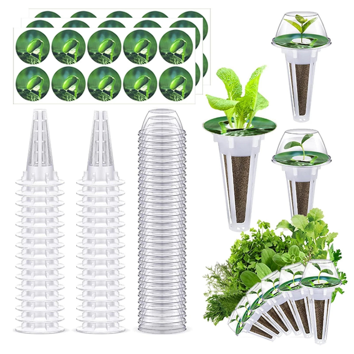 90pcs Hydroponic Seed Pod Kit Include 30pcs Plant Replacement Basket green