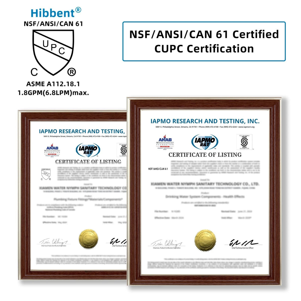 Hibbent NSF/ANSI/CAN 61 Certified Faucet Aerator, CUPC Certification Chrome