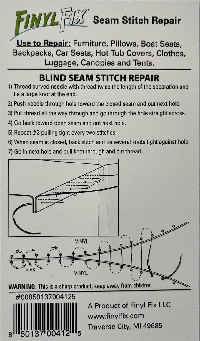 Finyl Fix Seam Stitch Repair Kit | Restore Compact, White and Black