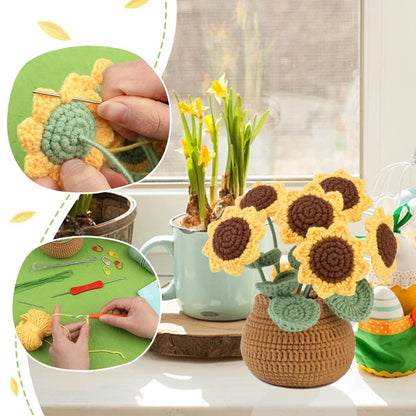 kgxulr Crochet Kit, Sunflower Kit for Beginners, Small, A-Sunflower
