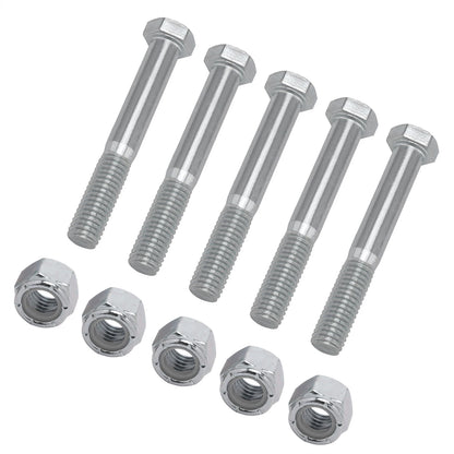 Grade 2 Shear Bolts for Rotary Cutters 1/2" x 3-1/2" with Nylock Nuts - 5 Pack
