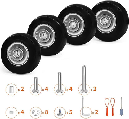 50mm Luggage Wheels Replacement with Ball Bearing, 4PCS Wheels, Black