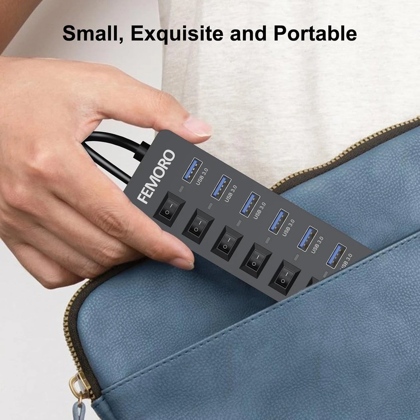Powered USB Hub 3.0, 5Gbps Data Transfer 7 1 Pack, 7 3.0 +1 Charging