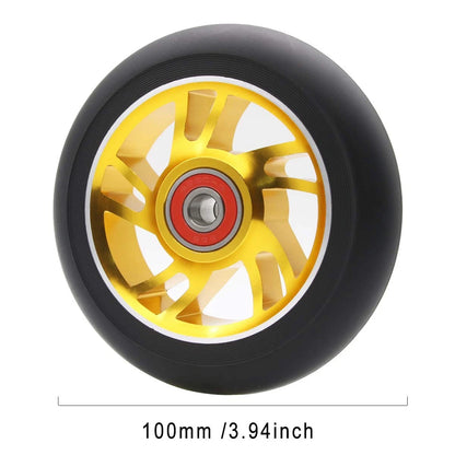 2pcs Replacement 100mm Pro Scooter Wheels with Abec 9 Bearings 100mm, Gold