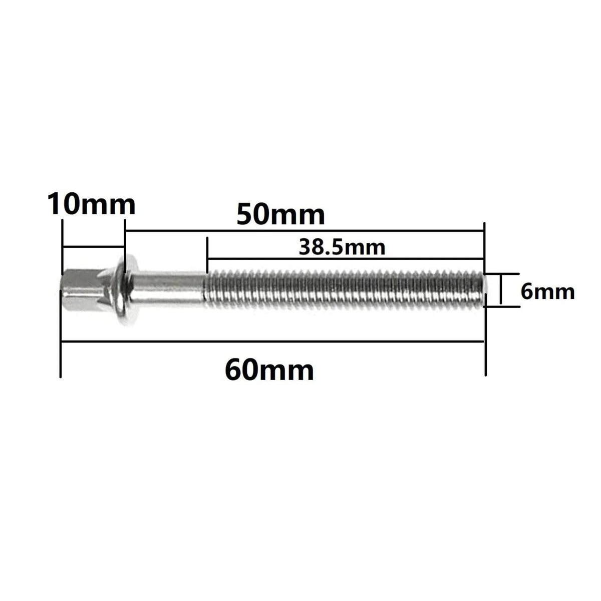 TUOREN Drum Set Hardware 12-Pack Stainless Steel Tight M6 x50mm, silver
