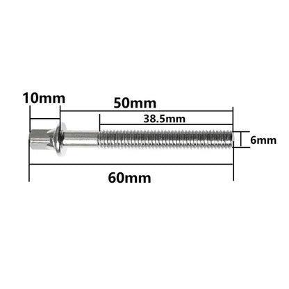 TUOREN Drum Set Hardware 12-Pack Stainless Steel Tight M6 x50mm, silver