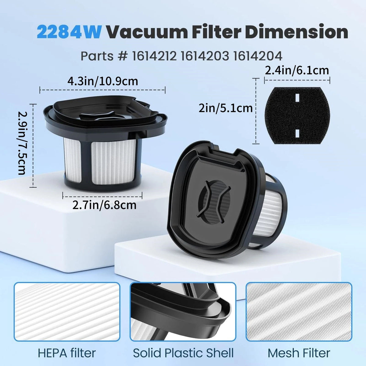 2 Pack Cleanable Filter For Bissell Pet Hair Eraser Handheld Vacuum 2389 2390