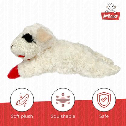 Multipet Lamb Chop Dog Plush Toy - Squeaky for Small & Medium 10", White